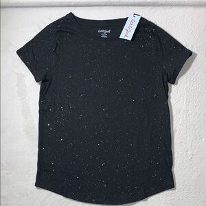 Cat & Jack Black Tee with Starry Speckles Girls Size 10/12